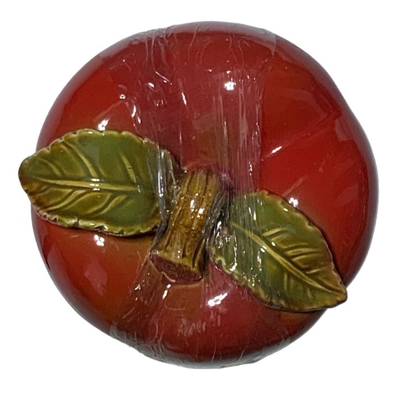 Apple Hand Painted Canister Cookie Jar Translucent Glazed Rustic Pottery Art - Picture 3 of 16